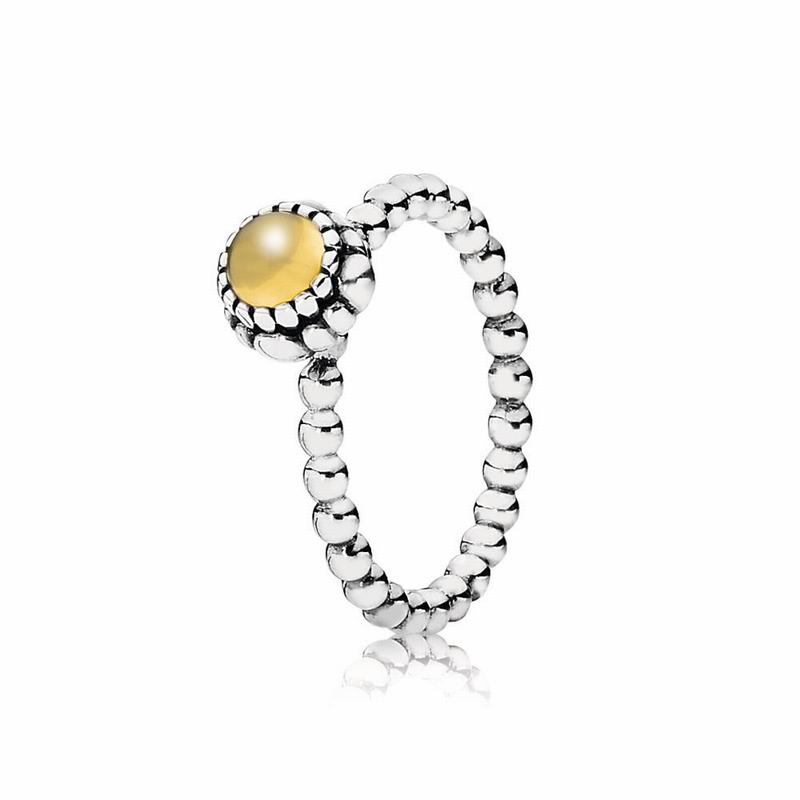 Pandora Birthday Blooms Ring November - Sterling Silver/Yellow/Citrine - Canada | OT1662VP